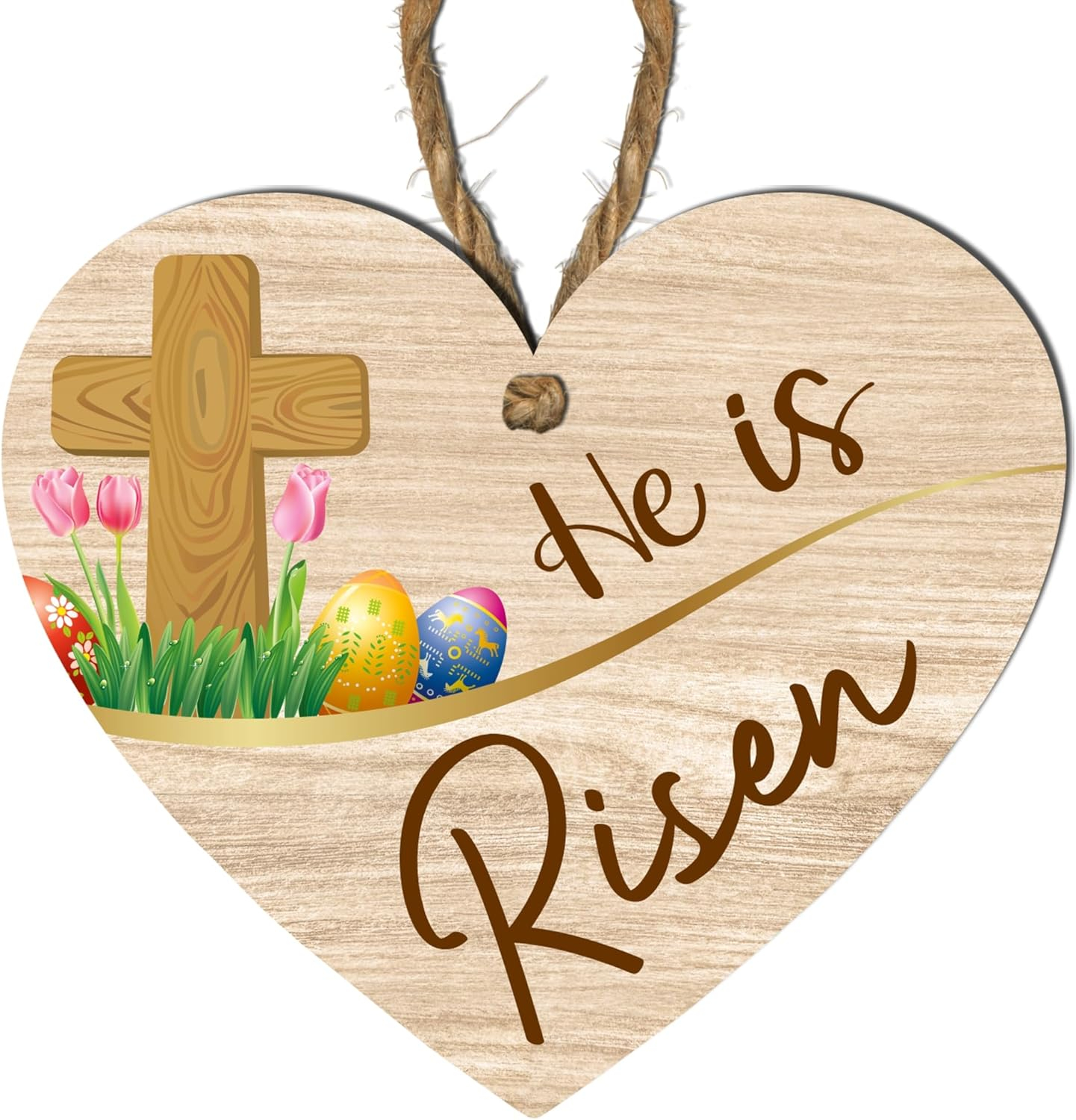 He Is Risen Wooden Heart Plaque Home Decor