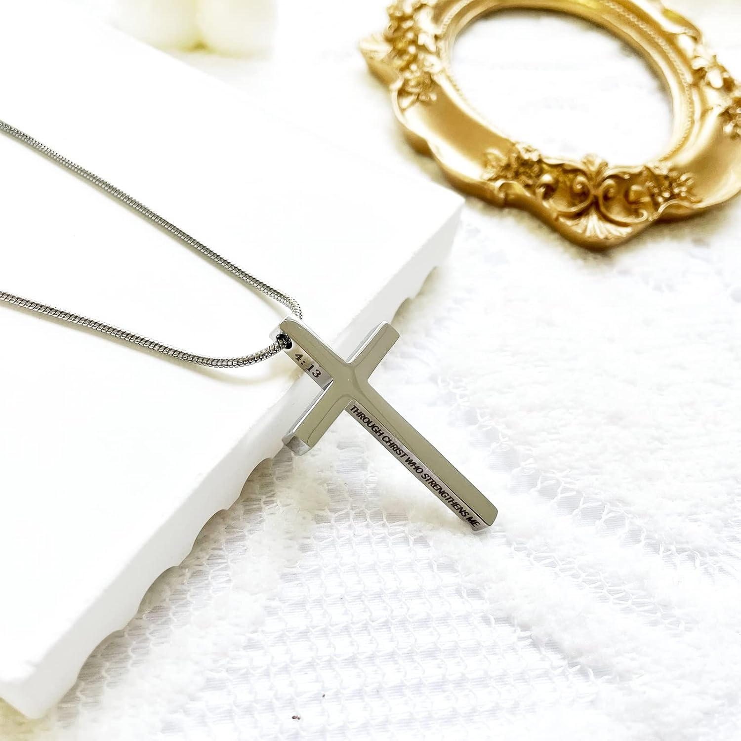 Philippians 4:13 Necklace – Christian Pendant for Men & Women in Stainless Steel - Image 4