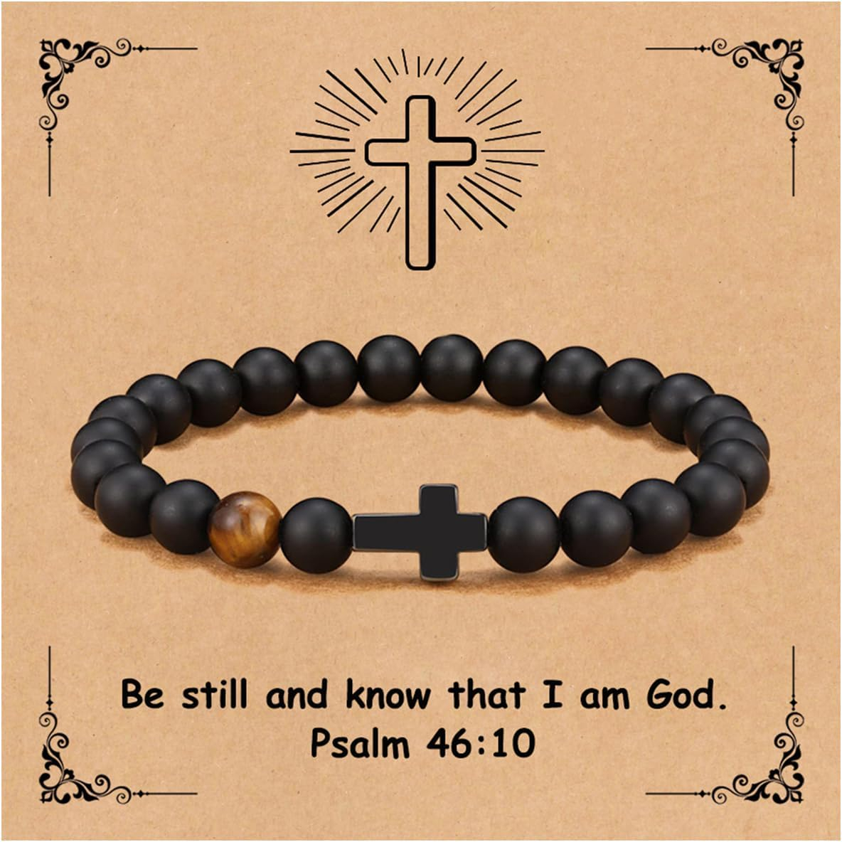 Men’s Christian Bracelet – Faith Leather Wristband with Inspirational Bible Verse