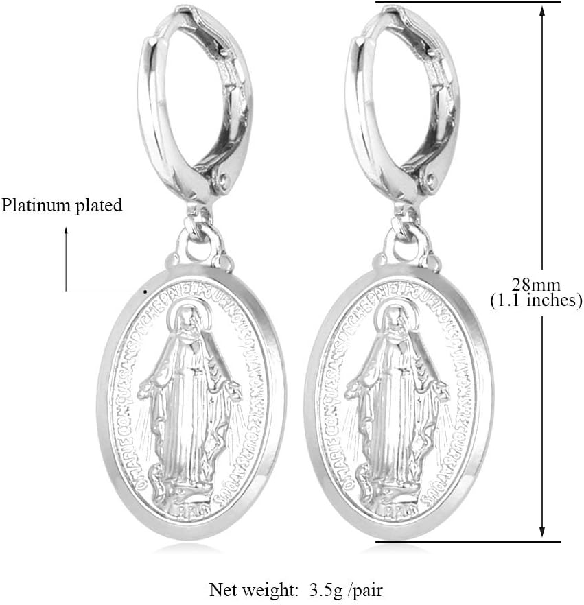Virgin Mary Drop Earrings – Elegant Religious Jewellery for Women - Image 3