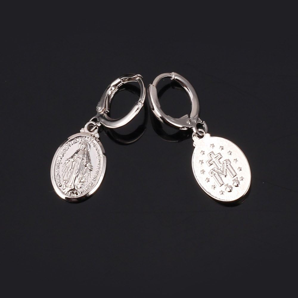 Virgin Mary Drop Earrings – Elegant Religious Jewellery for Women - Image 5
