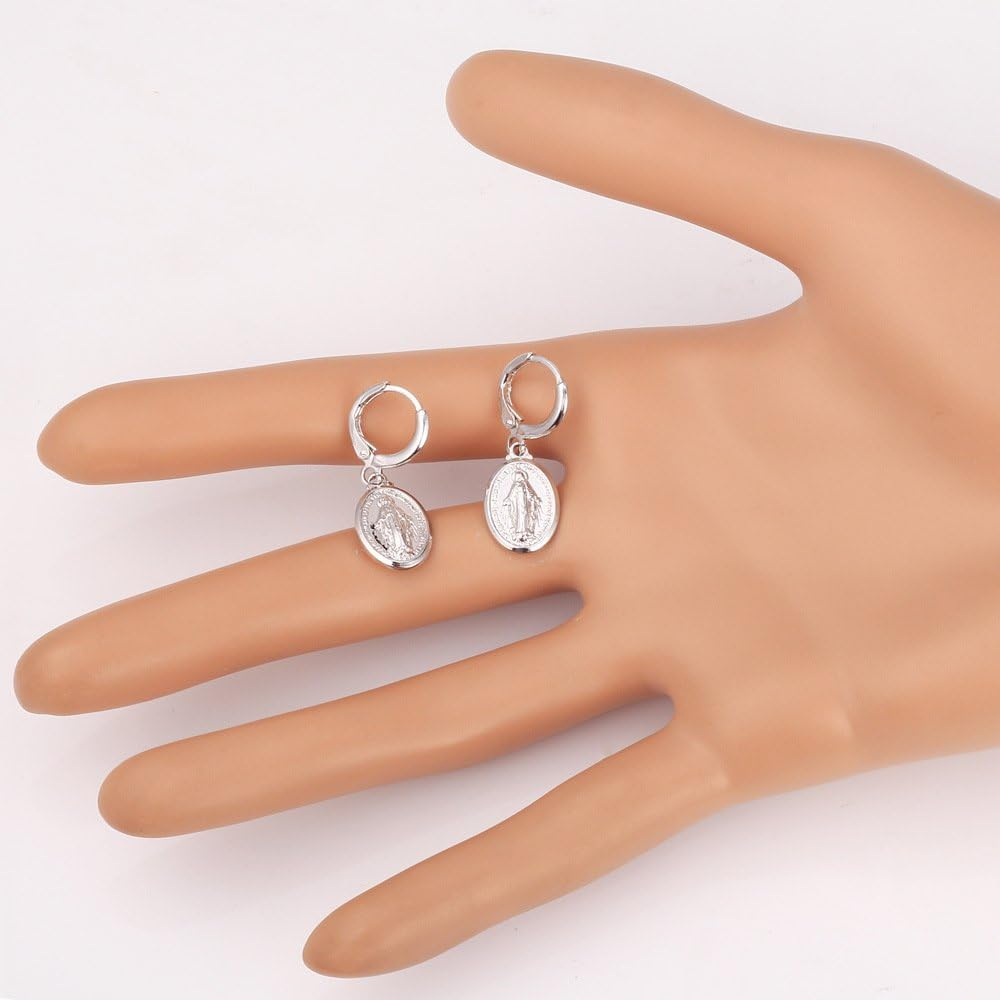Virgin Mary Drop Earrings – Elegant Religious Jewellery for Women - Image 6