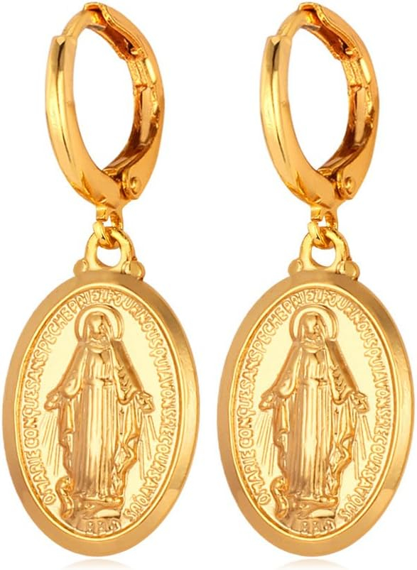 Virgin Mary Drop Earrings – Elegant Religious Jewellery for Women - Image 8