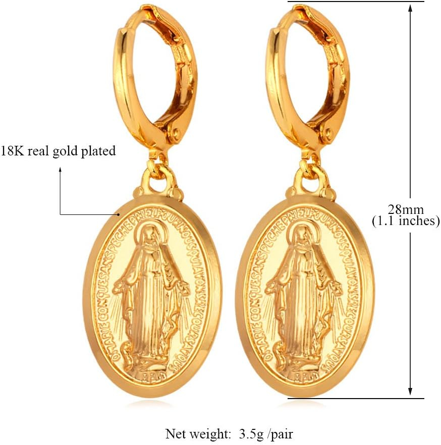 Virgin Mary Drop Earrings – Elegant Religious Jewellery for Women - Image 10