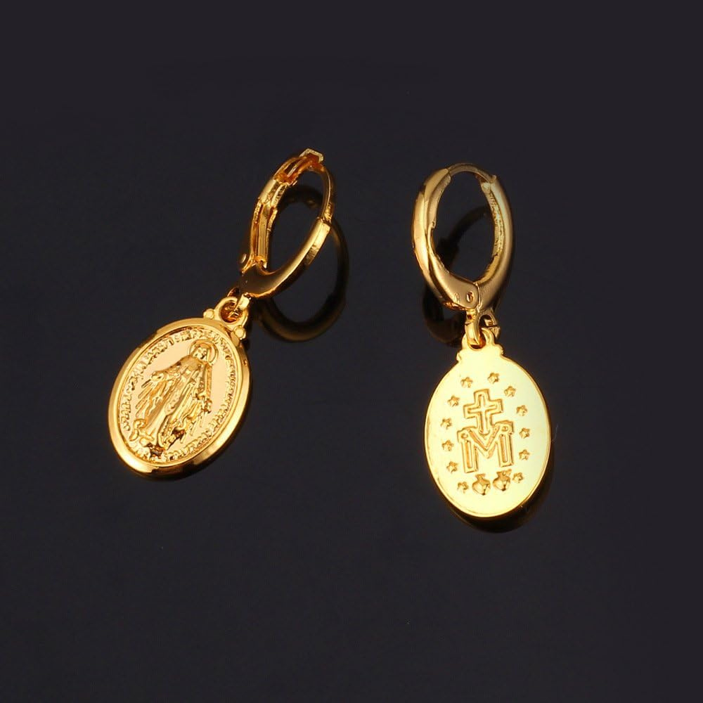 Virgin Mary Drop Earrings – Elegant Religious Jewellery for Women - Image 11