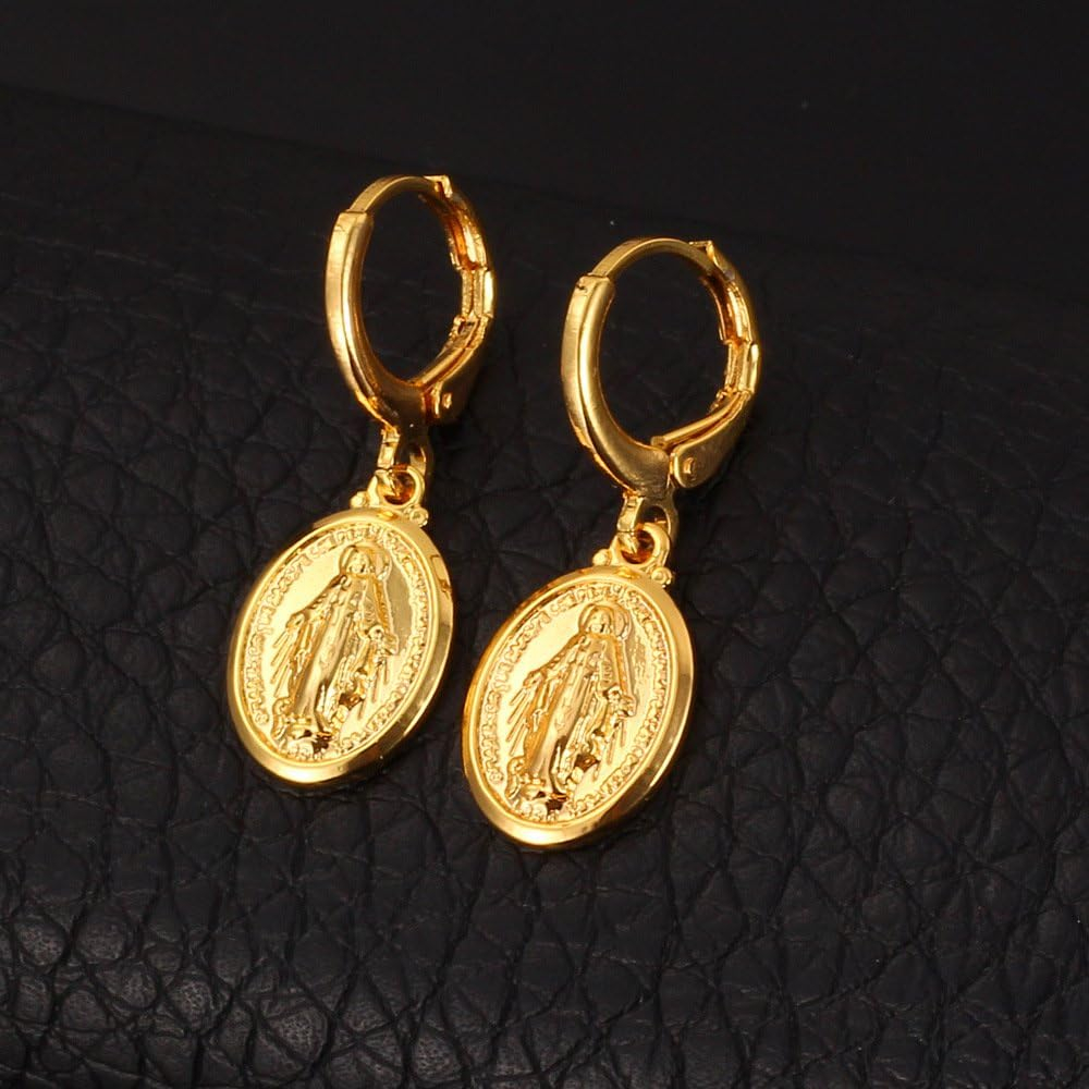 Virgin Mary Drop Earrings – Elegant Religious Jewellery for Women - Image 12