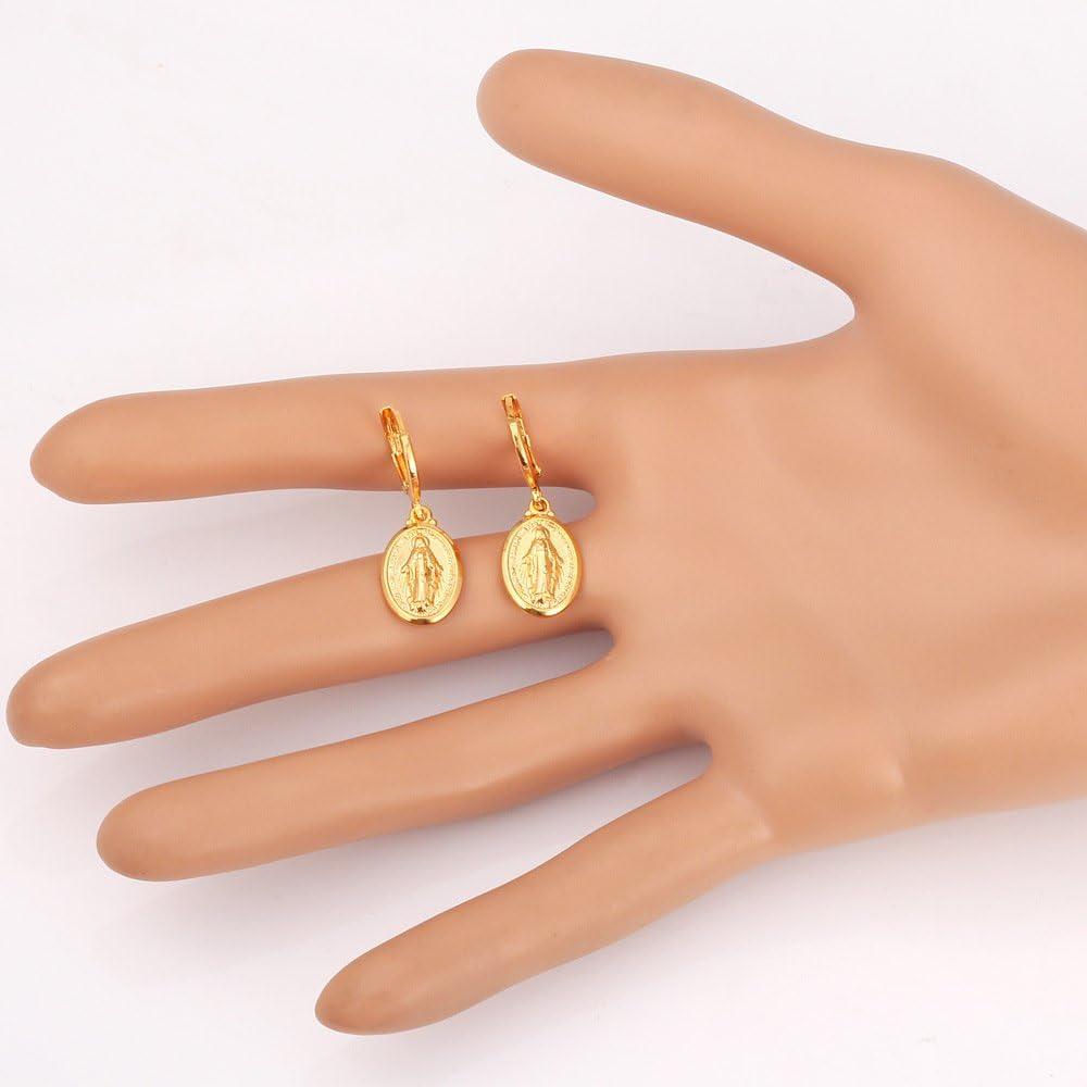 Virgin Mary Drop Earrings – Elegant Religious Jewellery for Women - Image 13
