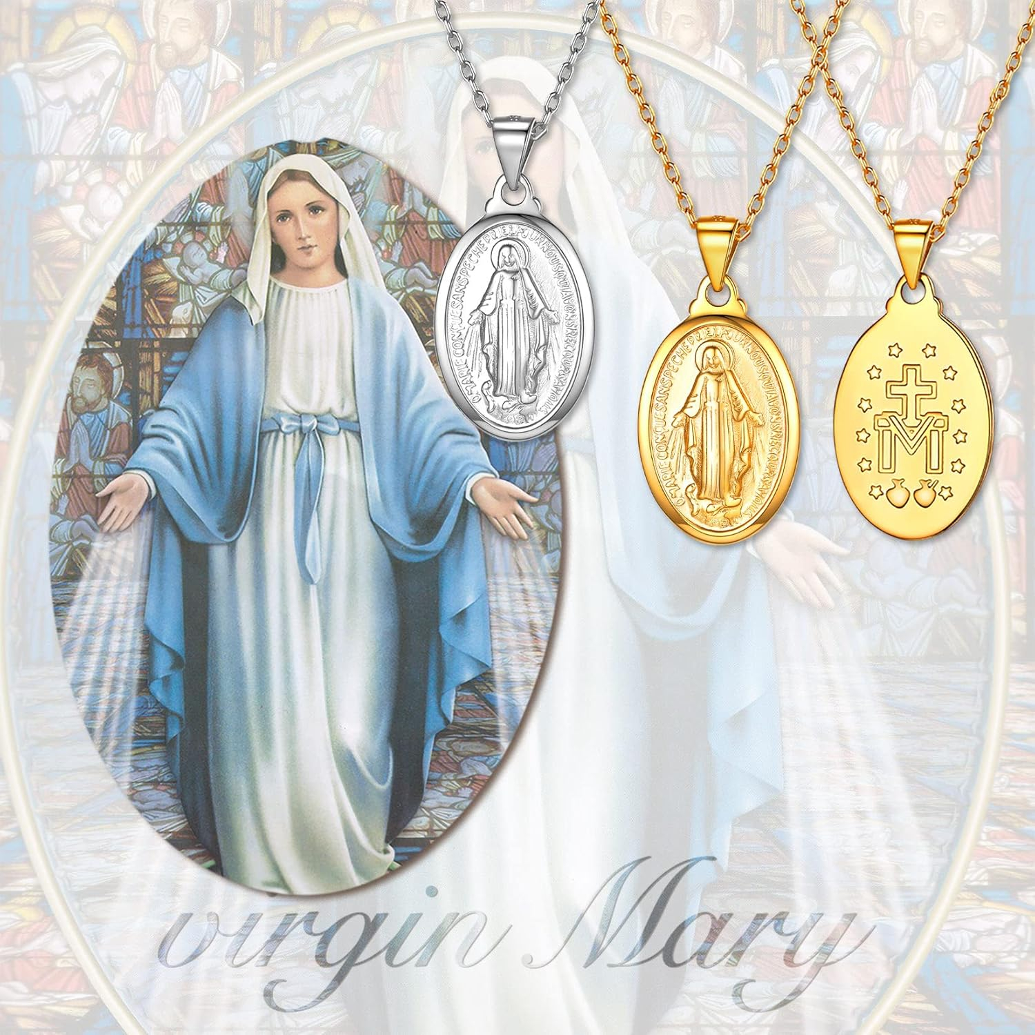 Virgin Mary Necklace – Unisex Medallion Pendant by U7 - Image 4