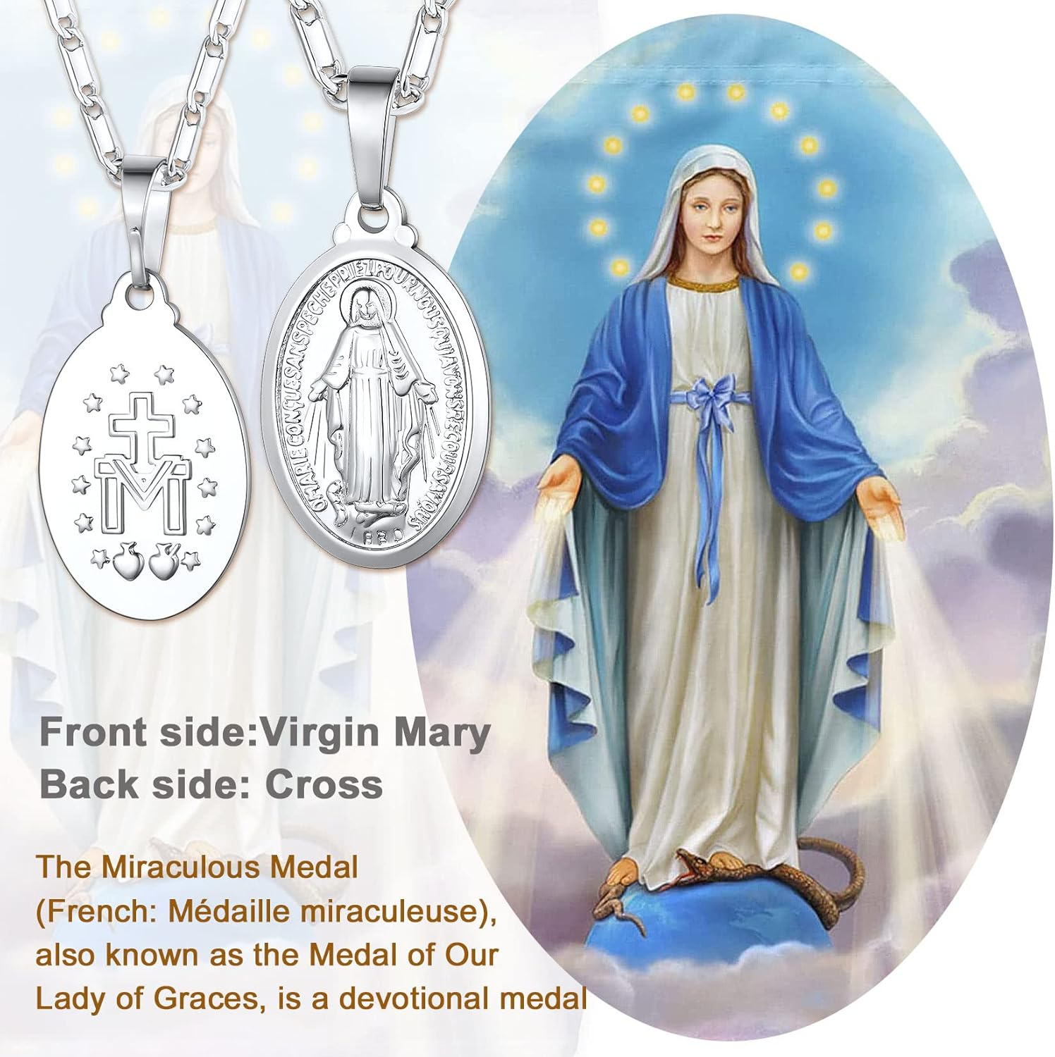 Virgin Mary Necklace – Unisex Medallion Pendant by U7 - Image 37