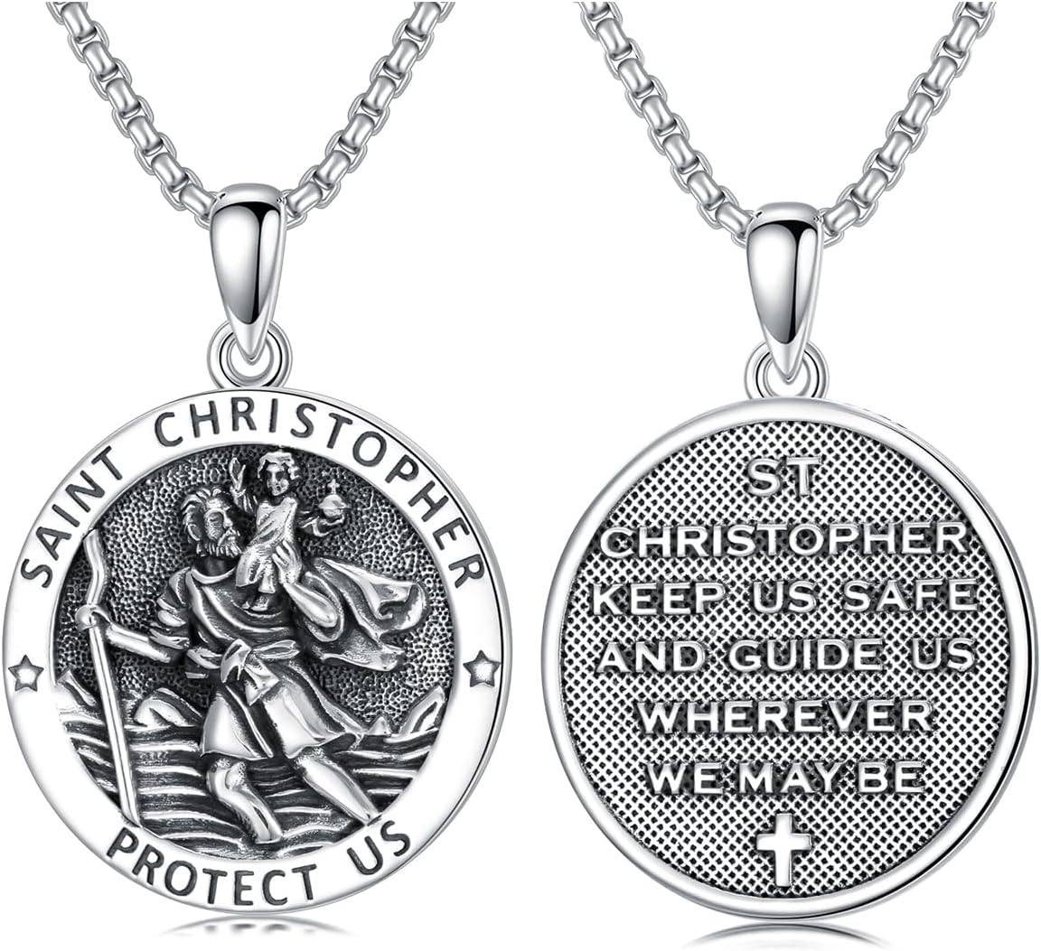 Sterling Silver St. Christopher Necklace – Unisex Christian Protection Pendant - Image 4