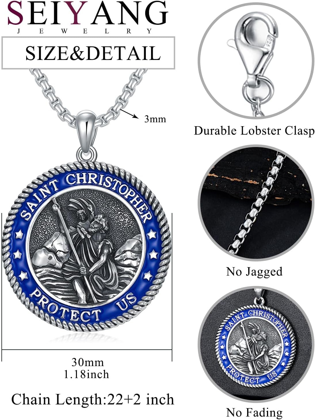 Sterling Silver St. Christopher Necklace – Unisex Christian Protection Pendant - Image 41