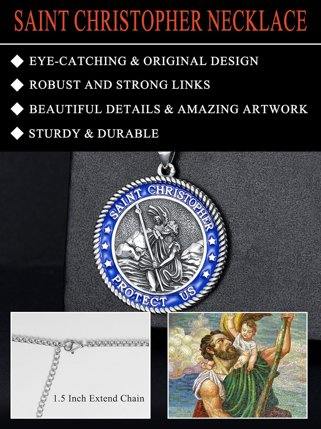 Sterling Silver St. Christopher Necklace – Unisex Christian Protection Pendant - Image 42
