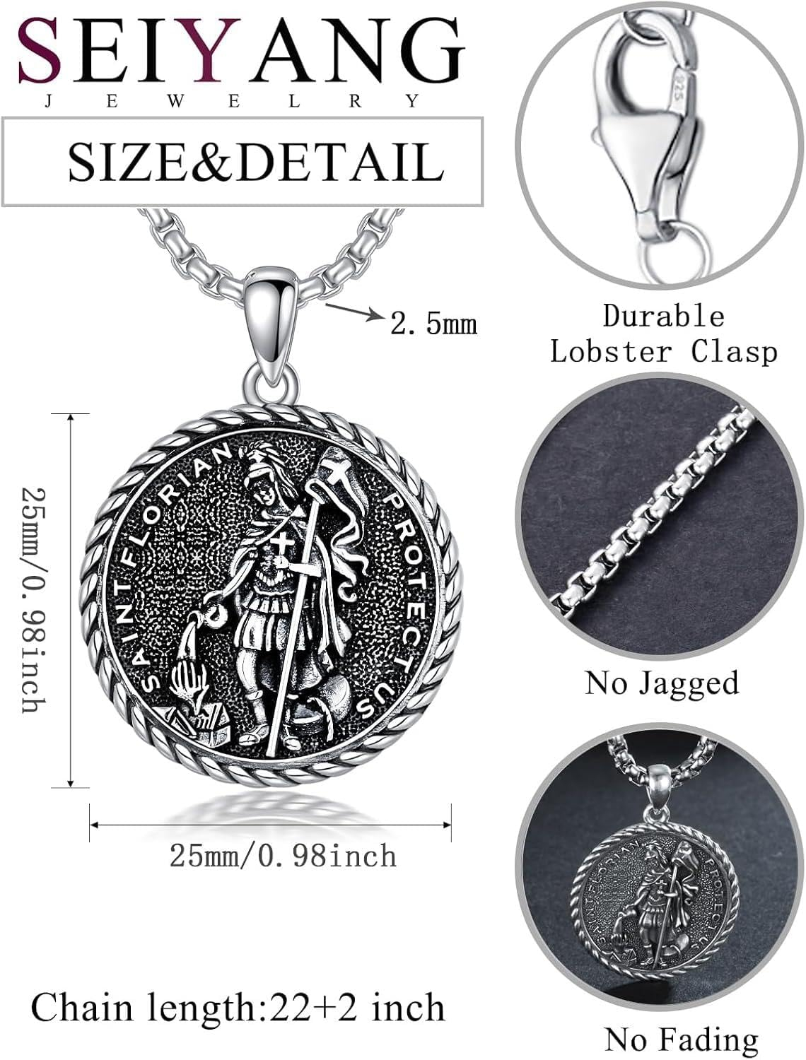 Sterling Silver St. Christopher Necklace – Unisex Christian Protection Pendant - Image 96