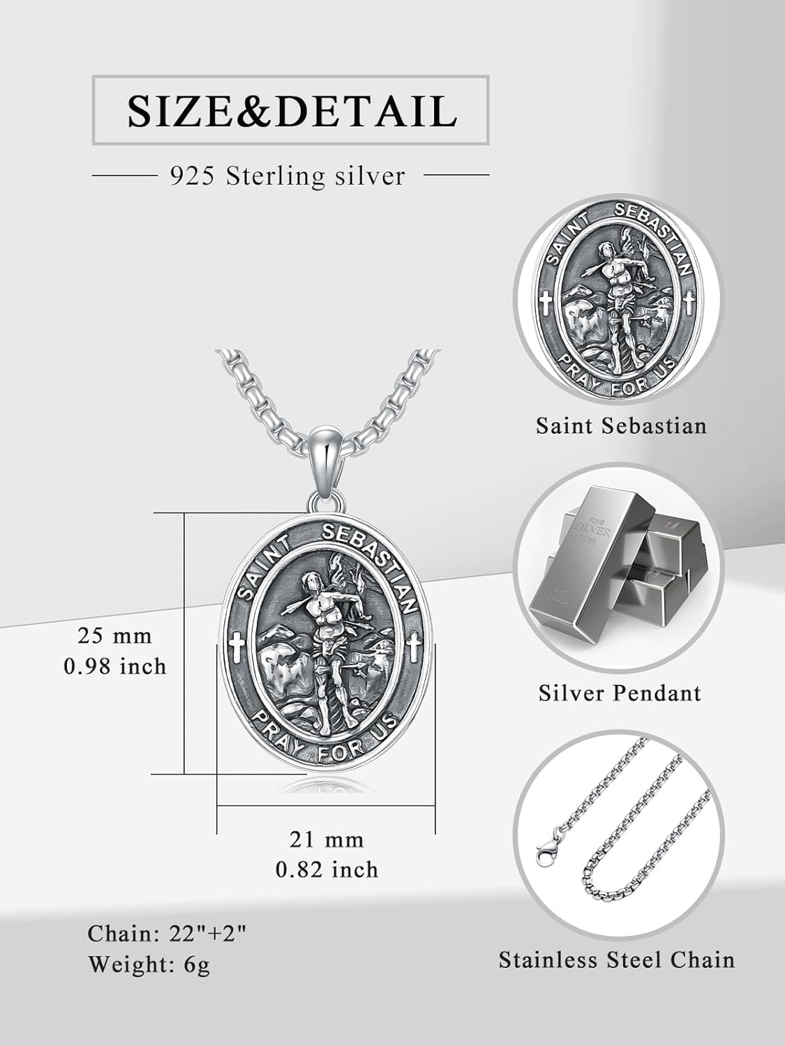 Sterling Silver St. Christopher Necklace – Unisex Christian Protection Pendant - Image 102