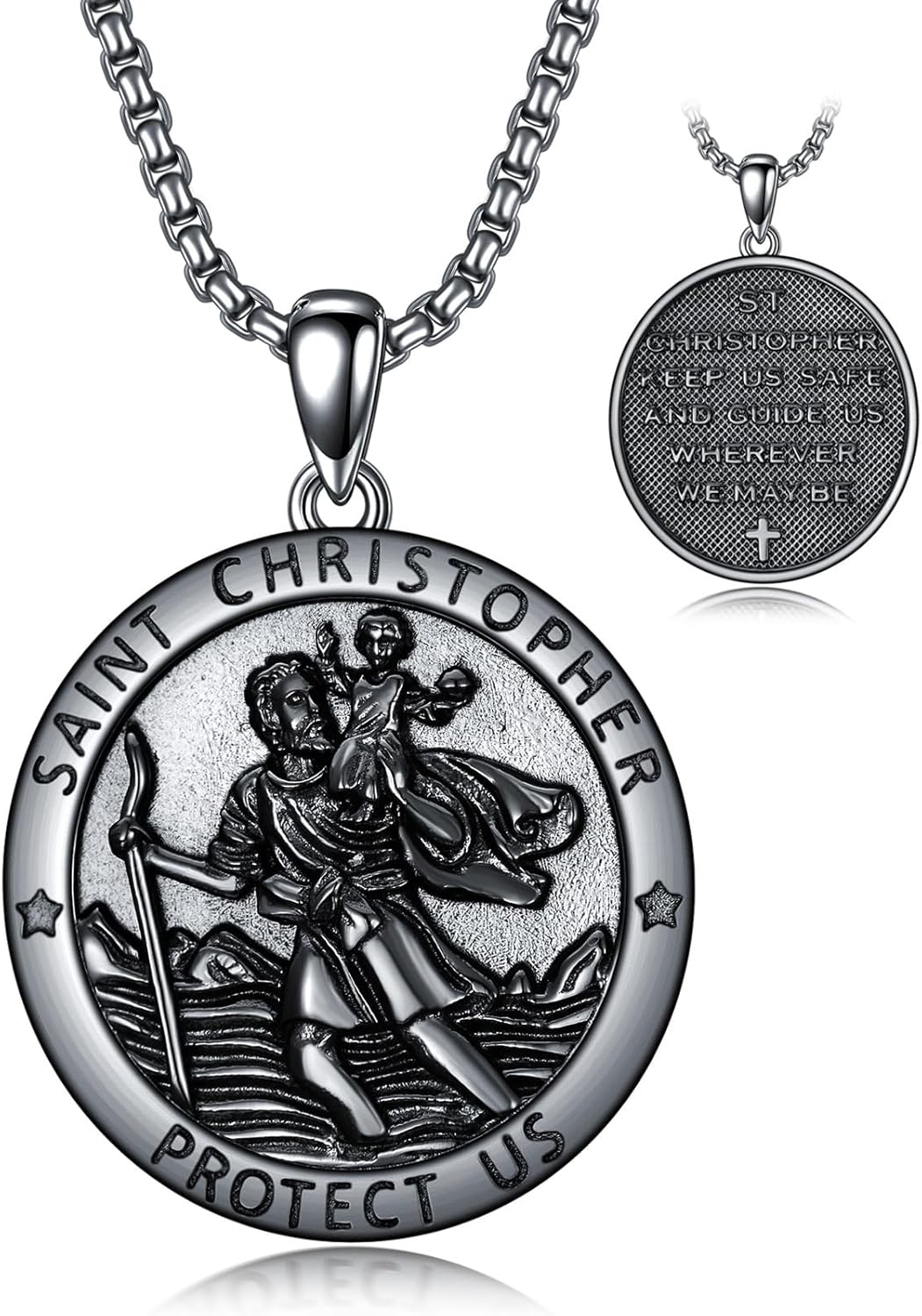 Sterling Silver St. Christopher Necklace – Unisex Christian Protection Pendant - Image 104
