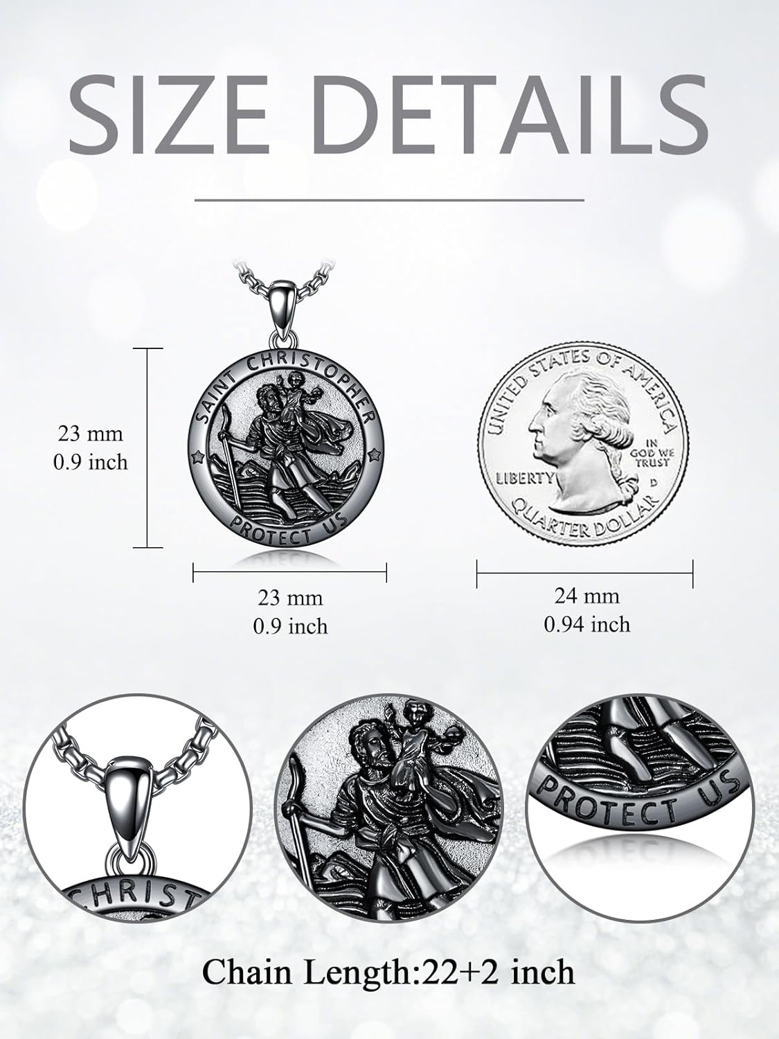 Sterling Silver St. Christopher Necklace – Unisex Christian Protection Pendant - Image 108