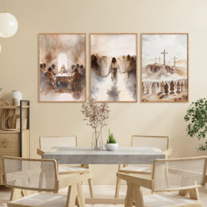 3 Piece Corinthians 16:14 Wall Art – Christian Abstract Scripture Print for Home